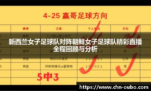 新西兰女子足球队对阵朝鲜女子足球队精彩直播全程回顾与分析